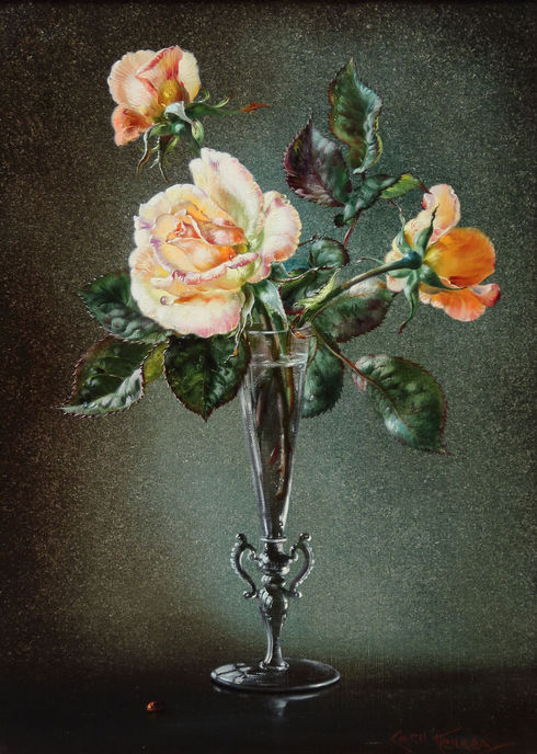 Pink Roses in a Glass Vase