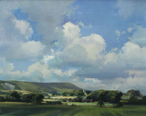'Berwick Church and Firle Beacon from Milton Road, East Sussex'